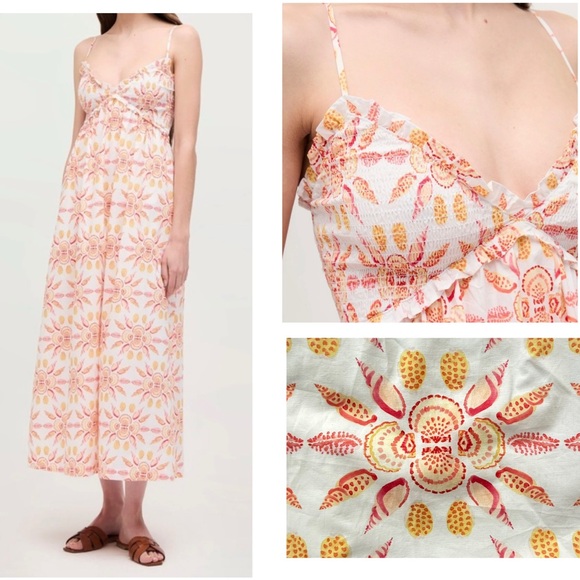 Hill House Sydney Nap Dress Orange Shell Mosaic Cotton Seashell Vacation Size XS - Picture 1 of 11